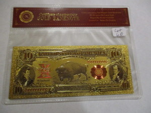 $10 99.9% Pure 24 carat Gold Bison  Banknote. Very cool note