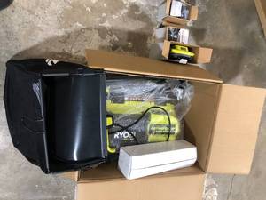 RYOBI ONE HP 18V Brushless 14 in. Cordless Battery DethatcherAerator with (2) 4.0 Ah Batteries and Charger   Customer Returns See Pictures