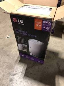 lot 45 image: LG 6,500 BTU Portable Air Conditioner Cools 300 Sq. Ft. with Dehumidifier and LCD Remote in White Customer Returns See Pictures