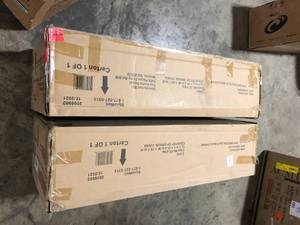 lot 49 image: Lot of 2 StyleWell Scottsbury Charcoal Black Wood Dining Chair with Slat Back and Walnut Brown Seat (Set of 2) Customer Returns See Pictures
