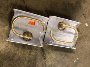 lot 35 image: Lot of 2 Contemporary Towel Ring in Brushed Gold by Pfister    Customer Returns See Pictures