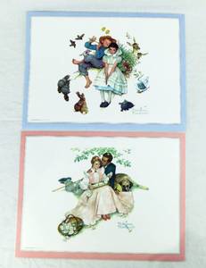 lot 78 image: Lot of 48 Four Print Laminated Norman Rockwells Four Seasons of Love Placemat Sets