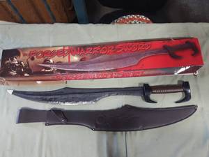 lot 5 image: 34 Forged Warrior Sword With Leather Case & Box