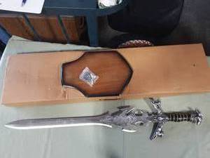 lot 7 image: 39 Sword With Wall Display & Box