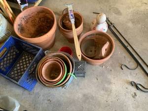 Planters, Wire Brush, Shepards Hooks, Gourd Bird House
