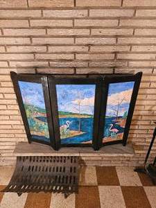 lot 78 image: Tropical Scene Fireplace Screen