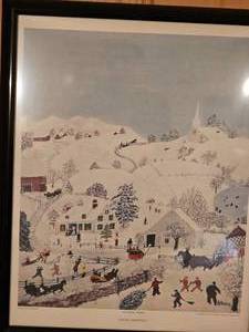 lot 136 image: Grandma Moses Christmas Print  White Christmas