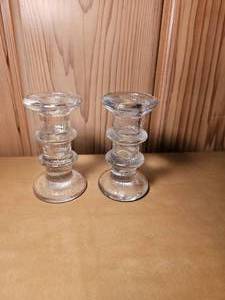 lot 180 image: Scandinavian Ice Glass Candlesticks