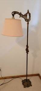 lot 13 image: Antique Iron Scrolled Arm Floor Lamp