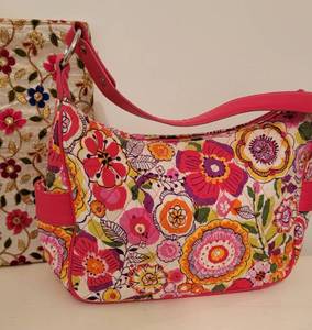lot 37 image: Vibrant Pink Vera Bradley Handbag and Embroidered Bag
