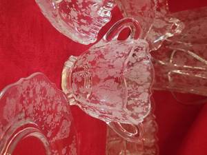 lot 33F image: Sparkling Vintage Baroque Floral Etched Serving Piece Set (11)
