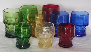 lot 68 image: Awesome  Mid-Century  Colored Glass Tumbler  Collection (9)