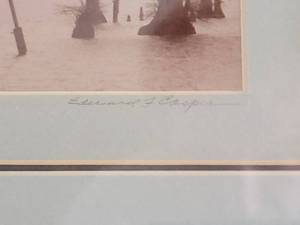 lot 52 image: SIGNED Mysterious Fine Art Landscape Print - Edward F. Casper - Fishermen at Reelfoot