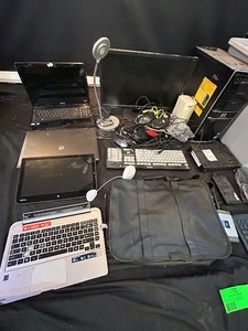 HP desktop computer,3 laptops and assorted computer related (untested)