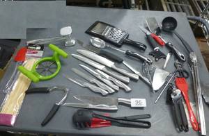 lot 96 image: Set of Farberware kitchen knives and utensils