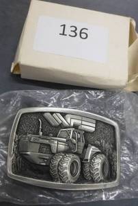 lot 136 image: Limited Edition Pewter Belt buckle of a White Field Boss tractor