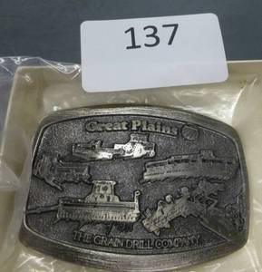 lot 137 image: Limited Edition Pewter Belt buckle for Great Plains grain drills