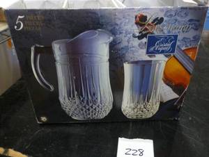 lot 228 image: New Crystal pitcher and 4 glasses