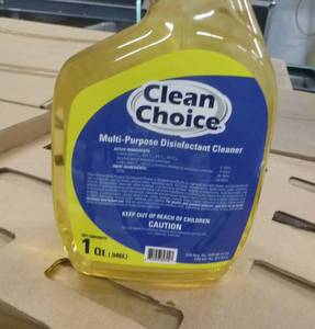 lot 26 image: 48 bottles (4 Cases of 12)  - 1 Quart bottles of Clean Choice multi-purpose disinfectant cleaner