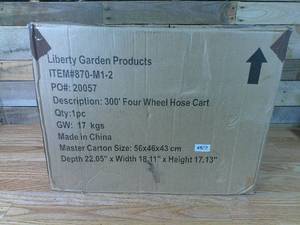 lot 4 image: LIBERTY CommercialDuty Steel Garden Hose Reel Cart, 4 Wheel, Tan, 300 Feet 58 in