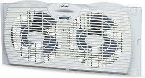 lot 31 image: Holmes 9 2 Speed Twin Blade Manual Window Fan with Reversible Airflow White