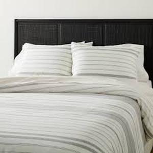 lot 46 image: Alternating Pinstripe Comforter & Sham Set GrayCream - Hearth & Hand with Magnolia FullQueen