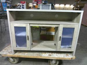 lot 11 image: 42.5W x 30.25H x 15D 2 Door Media Stand-Coastal Tone Finish