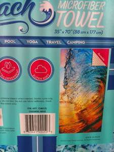 lot 123 image: Set of 2 Whitley Willows Microfiber BEACH TOWEL 35x70 Big Surf Ocean Wave