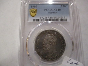 Rare and Hard to find 1902 PCGS XF40 Norway Krone. Price Guide $550