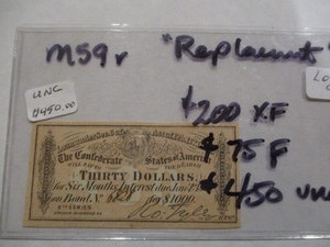 Uncirculated Confederate States of America Thirty Dollar Bond Interest Payment Note. 6th Series Bond #6828