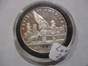 September 11, 2001 Spirit of America Commemorative Coin. Land of the Free and Home of the Brave. 911 Tribute. 1 oz Silver