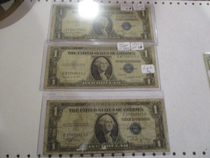 1935 B,D,G $1 Silver Certificates. 3 notes