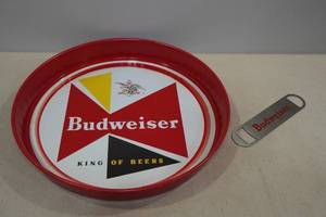 lot 12 image: Budweiser Metal Serving Tray with Bottle Opener