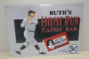lot 26 image: Raised Metal Sign Babe Ruth