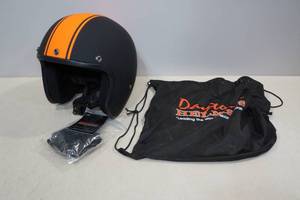 lot 105 image: Daytona DOT Cruiser Motorcycle Helmet -Large, Orange Pin Stripe