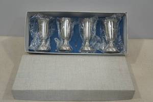 lot 195 image: Vintage Empire Silver Pewter Shot Glasses