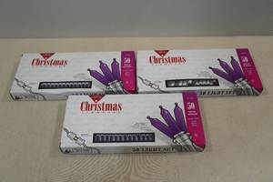 lot 206 image: 3 Sets IndoorOutdoor Purple Lights with White Cord
