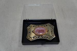 lot 233 image: Belt Buckle with Plum Agate -Hand Set