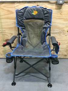 lot 4 image: Bass Pro Shops Lunker Lounger Fishing Chair - GrayBlue (Retail $99.99)