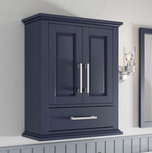 lot 6 image: allen  roth Brookview 24-in x 29-in x 10-in Royal Navy Soft Close Bathroom Wall Cabinet Model #1789WC-24-323