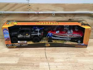 lot 56 image: Bass Pro Shops Imagination Adventure Series Truck, 4 Wheeler And Boat Play Set