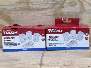 lot 66 image: Lot of 2 - Hyper Tough Wireless Outlets with Remote Control, Indoor with 3 Receivers