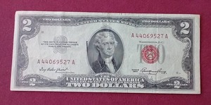 lot 10 image: 1953 Red Seal $2 Note