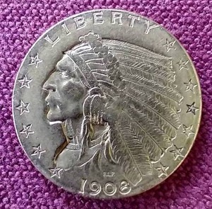 lot 36 image: 1908 Gold Indian $2.50 Coin