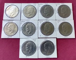 lot 43 image: (10) Eisenhower Dollars - All Different