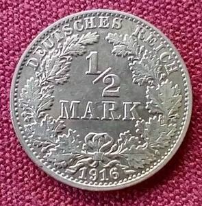 lot 54 image: 1916 German Silver 12 Mark Coin