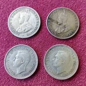 lot 68 image: (4) Australia Silver 3 Pence Coins