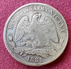 lot 69 image: 1881 Mexico Silver 50 Centavos Coin