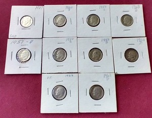 lot 71 image: (10) Silver Roosevelt Dimes