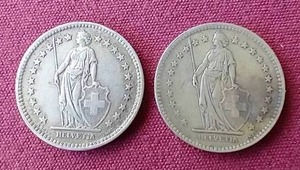 lot 76 image: (2) 1944 Switzerland Silver 2 Franc Coins